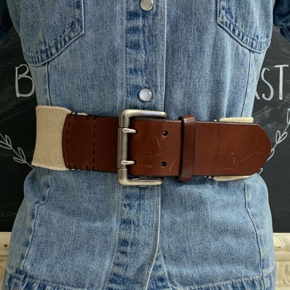 Wide Elastic and Leather Statement Belt - Picture 1 of 7
